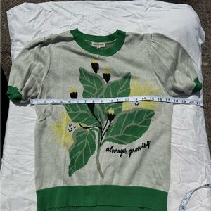 Saint Géraldine 
Green and White Graphic Knit Top